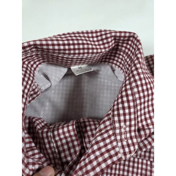 PFG Shirt Mens Med Crimson Red Checkered Fishing Alabama Roll Tide - Picture 5 of 6